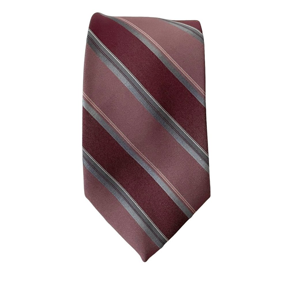 Vintage Lilly Dache' Tie Polyester & Silk Blend‎ Striped Plum Purple USA Necktie